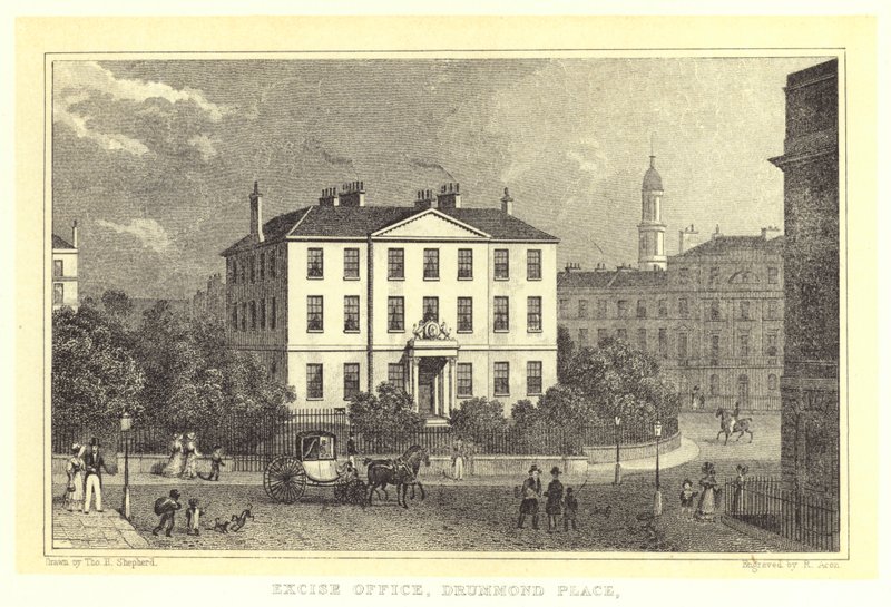 Punktafgiftskontoret, Drummond Place (gravering) af Thomas Hosmer (after) Shepherd