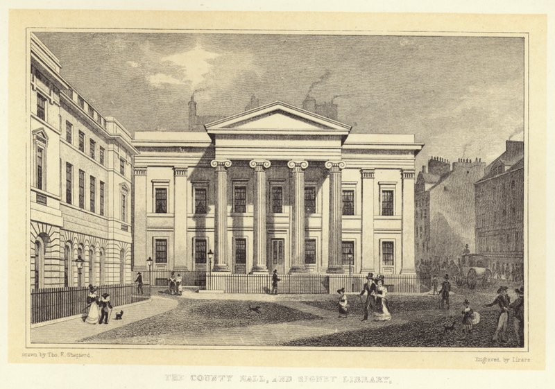 Amtshuset og Signetbiblioteket (gravering) af Thomas Hosmer (after) Shepherd