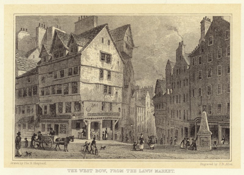 The West Bow, fra Lawn Market (gravering) af Thomas Hosmer (after) Shepherd