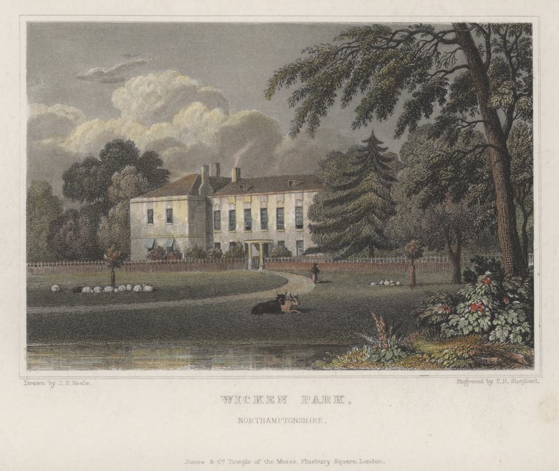 Wicken Park, Northamptonshire (farvet gravering) af Thomas Hosmer (after) Shepherd
