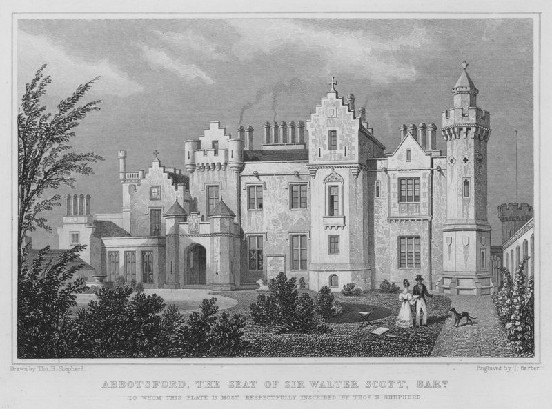 Abbotsford, sæde for Sir Walter Scott, Baronet (gravering) af Thomas Hosmer Shepherd