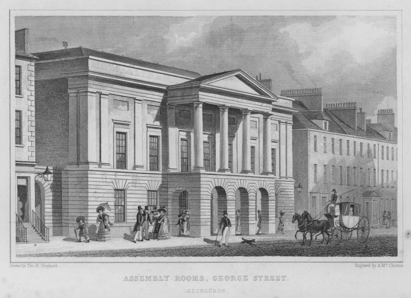 Forsamlingslokaler, George Street, Edinburgh (gravering) af Thomas Hosmer Shepherd