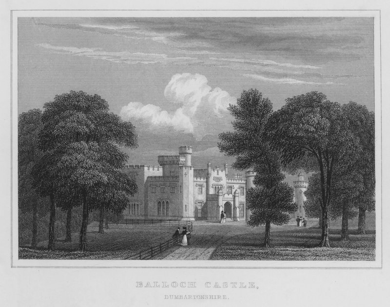 Balloch Castle, Dumbartonshire (gravering) af Thomas Hosmer Shepherd