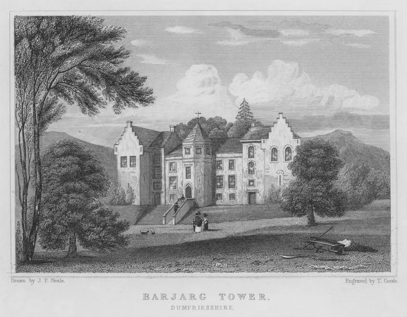 Barjarg Tower, Dumfriesshire (gravering) af Thomas Hosmer Shepherd