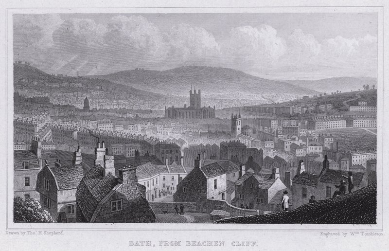 Bath, fra Beachen Cliff (gravering) af Thomas Hosmer Shepherd