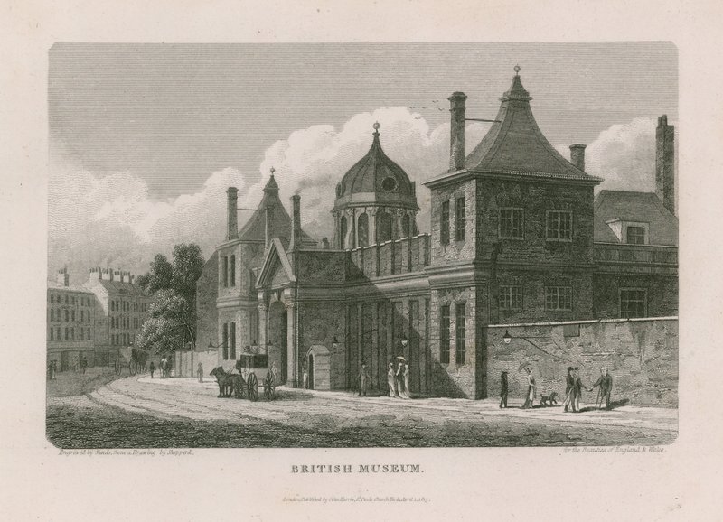 British Museum i Montague House af Thomas Hosmer Shepherd
