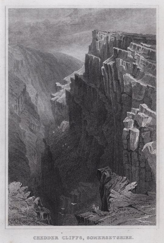 Cheddar Cliffs, Somersetshire (gravering) af Thomas Hosmer Shepherd
