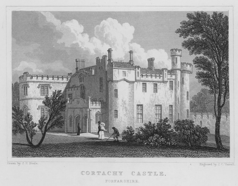 Cortachy Castle, Forfarshire (gravering) af Thomas Hosmer Shepherd