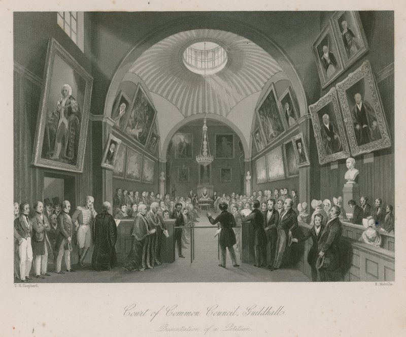 Court of Common Council, Guildhall, London; Fremlæggelse af et andragende af Thomas Hosmer Shepherd