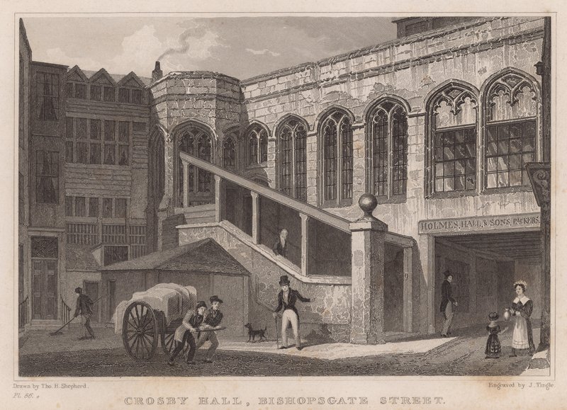 Crosby Hall, Bishopsgate Street, London af Thomas Hosmer Shepherd