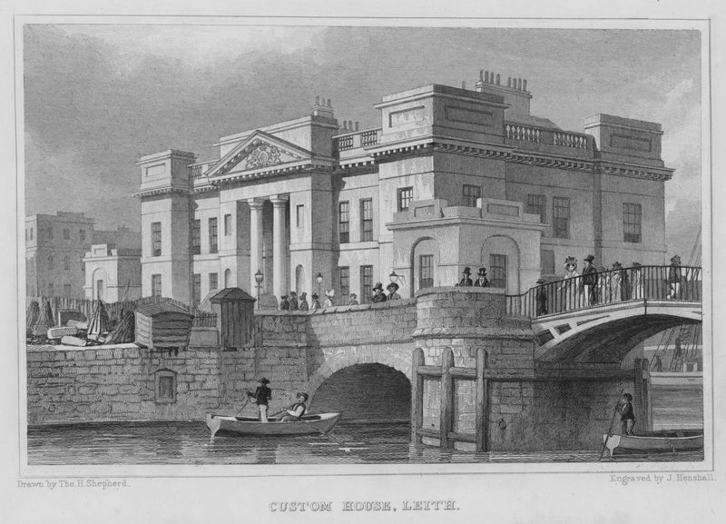 Custom House, Leith (gravering) af Thomas Hosmer Shepherd