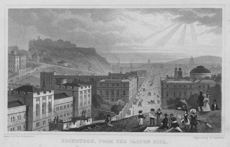 Edinburgh, fra Calton Hill (gravering) af Thomas Hosmer Shepherd
