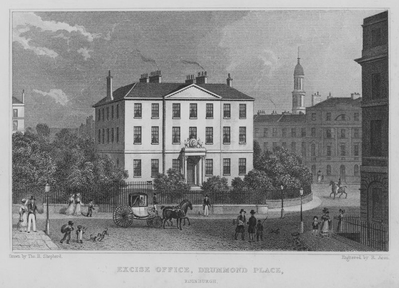 Skattekontoret, Drummond Place, Edinburgh (gravering) af Thomas Hosmer Shepherd