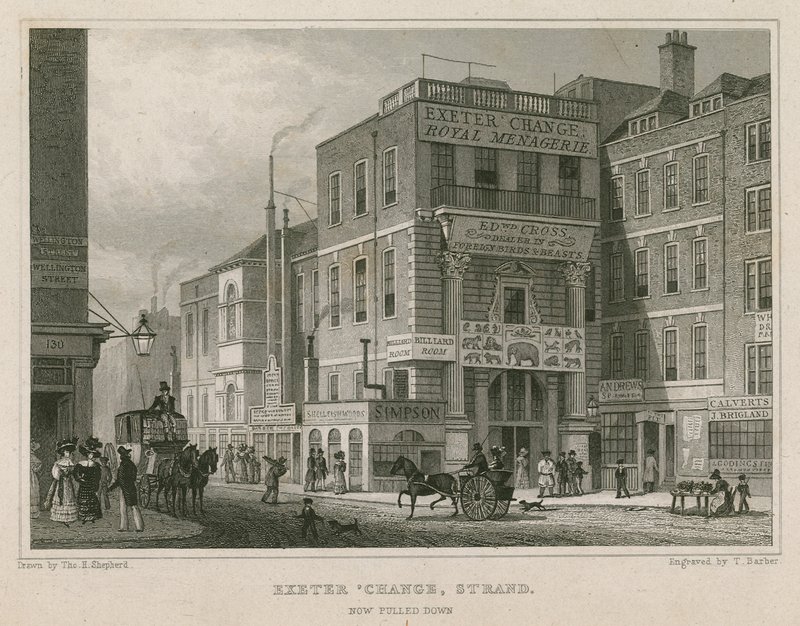 Exeter Change, The Strand, London af Thomas Hosmer Shepherd