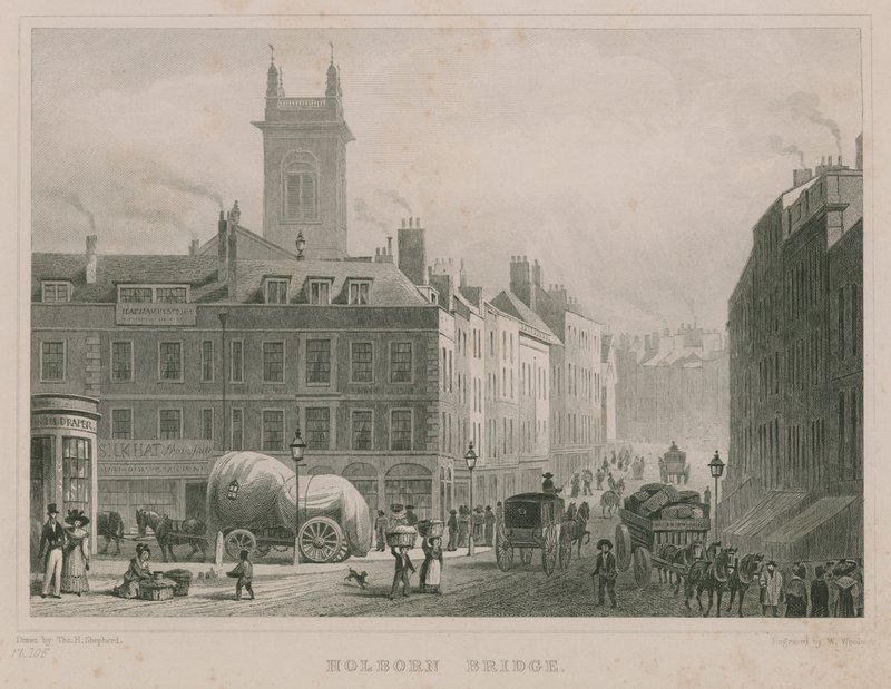 Holborn Bridge, London af Thomas Hosmer Shepherd