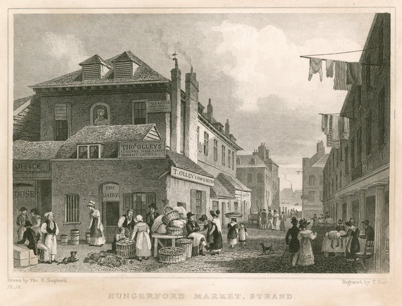 Hungerford Market, nær York Buildings, The Strand, London af Thomas Hosmer Shepherd