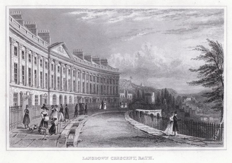 Lansdown Crescent, Bath (gravering) af Thomas Hosmer Shepherd