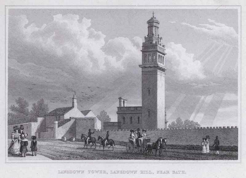 Lansdown Tower, Lansdown Hill, nær Bath (gravering) af Thomas Hosmer Shepherd