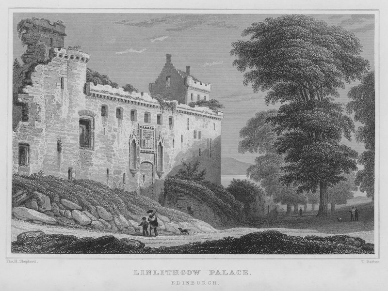 Linlithgow Palace, Edinburgh (gravering) af Thomas Hosmer Shepherd
