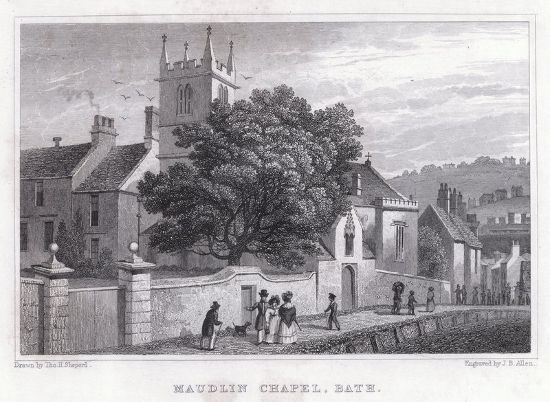 Maudlin Chapel, Bath (gravering) af Thomas Hosmer Shepherd