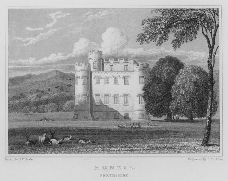 Monzie, Perthshire (gravering) af Thomas Hosmer Shepherd