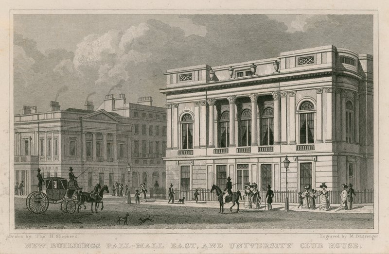 Nye bygninger Pall Mall East og University Club House af Thomas Hosmer Shepherd