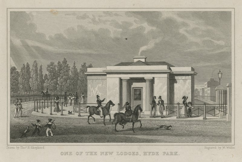 En af de nye hytter, Hyde Park, London af Thomas Hosmer Shepherd