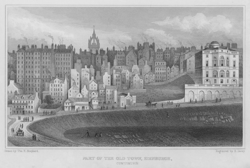 En del af den gamle bydel, Edinburgh (gravering) af Thomas Hosmer Shepherd