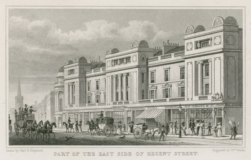 En del af østsiden af Regent Street, London af Thomas Hosmer Shepherd