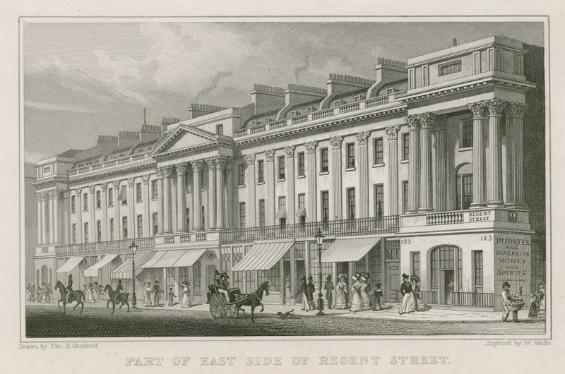 En del af østsiden af Regent Street, London af Thomas Hosmer Shepherd