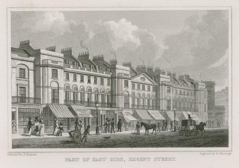 En del af østsiden af Regent Street, London af Thomas Hosmer Shepherd