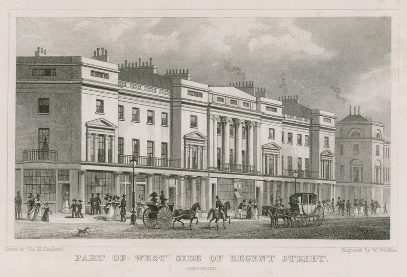 En del af vestsiden af Regent Street, London af Thomas Hosmer Shepherd