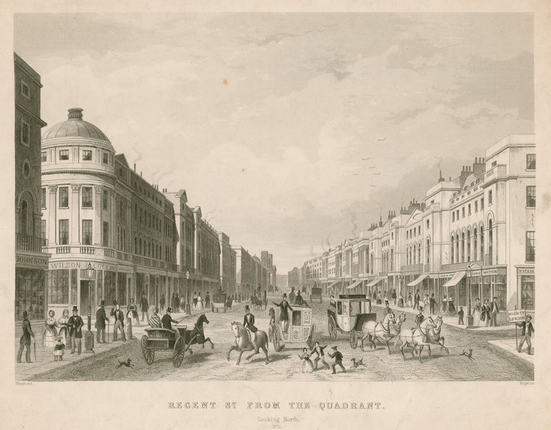 Regent Street, London, fra kvadranten, ser mod nord af Thomas Hosmer Shepherd