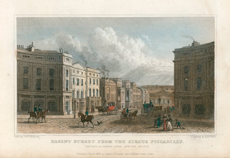 Regent Street fra Circus Piccadilly, London af Thomas Hosmer Shepherd