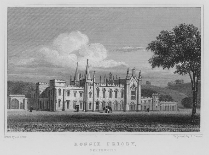 Rossie Priory, Perthshire (gravering) af Thomas Hosmer Shepherd