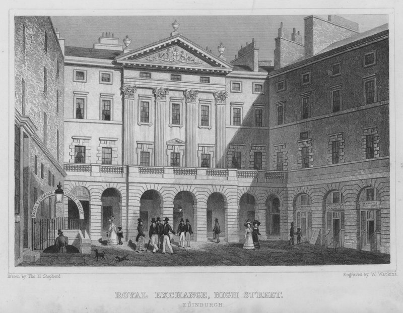 Royal Exchange, High Street, Edinburgh (gravering) af Thomas Hosmer Shepherd