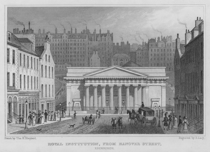 Royal Institution, fra Hanover Street, Edinburgh (gravering) af Thomas Hosmer Shepherd