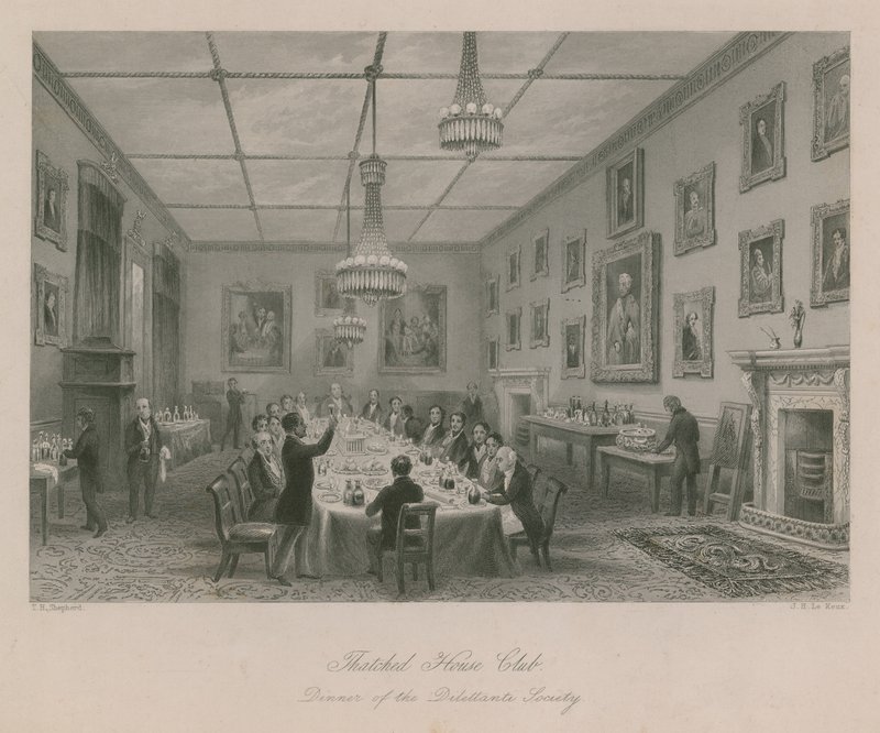 Thatched House Club, middag i Dilettante Society af Thomas Hosmer Shepherd
