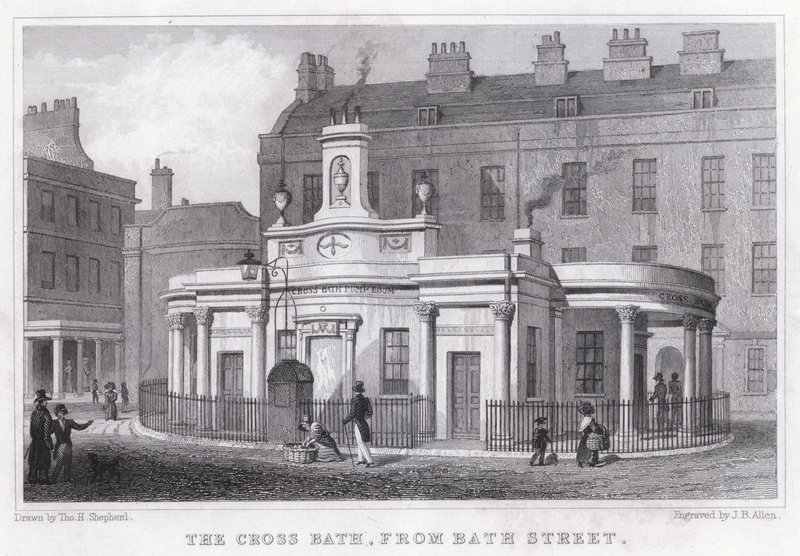 The Cross Bath, fra Bath Street (gravering) af Thomas Hosmer Shepherd