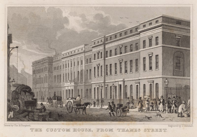The Custom House, fra Thames Street af Thomas Hosmer Shepherd