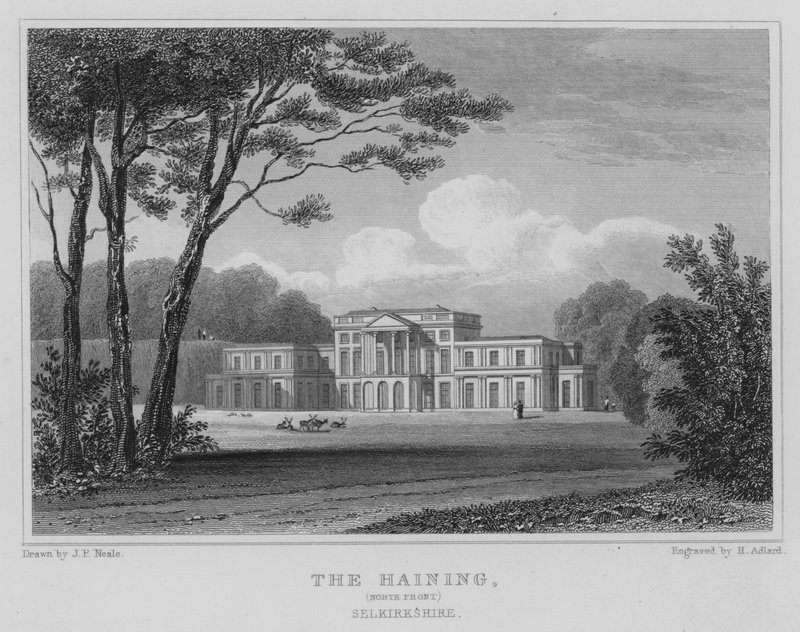 Haining, North Front, Selkirkshire (gravering) af Thomas Hosmer Shepherd