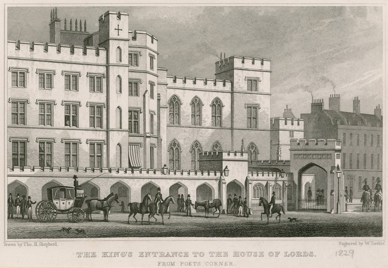 Kongens indgang til House of Lords, Westminster, London af Thomas Hosmer Shepherd