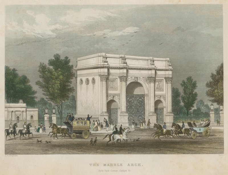 The Marble Arch, Hyde Park Corner, London af Thomas Hosmer Shepherd