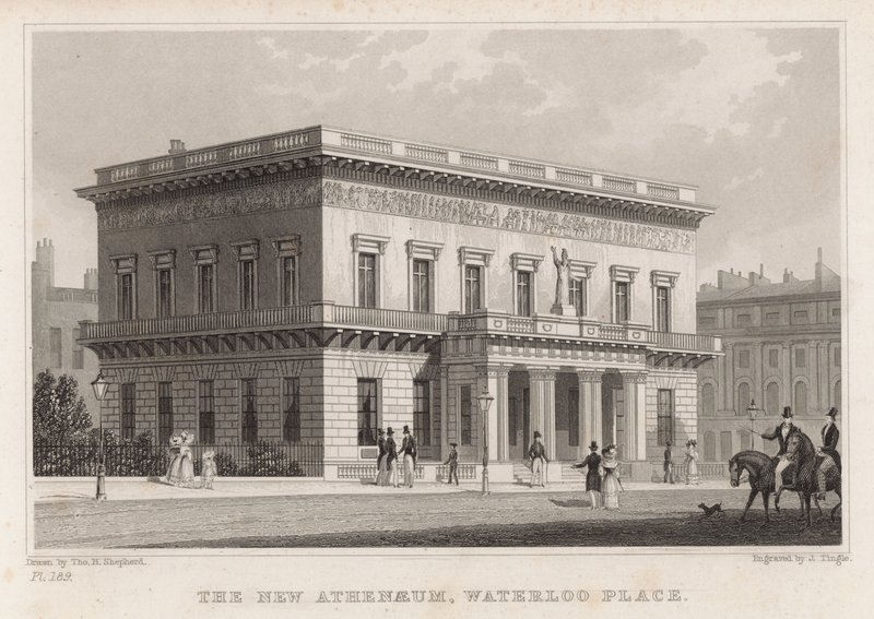 The New Athenaeum, Waterloo Place, London af Thomas Hosmer Shepherd