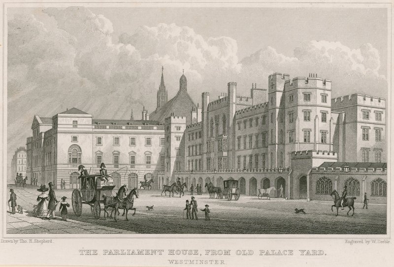 Parlamentshuset fra Old Palace Yard, Westminster, London af Thomas Hosmer Shepherd