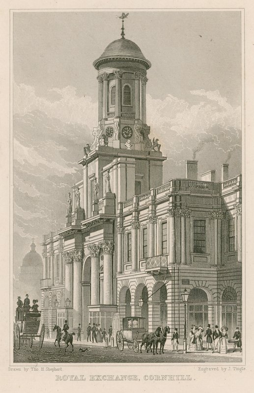 The Royal Exchange, Cornhill, London af Thomas Hosmer Shepherd