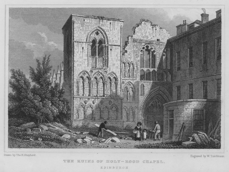 The Ruins of Holy-rood Chapel, Edinburgh (gravering) af Thomas Hosmer Shepherd