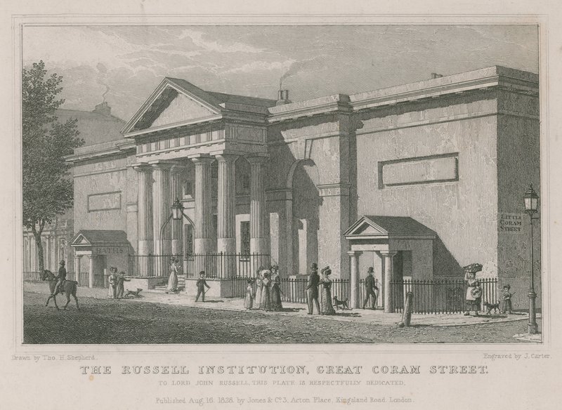 Russell Institution, Great Coram Street, London af Thomas Hosmer Shepherd