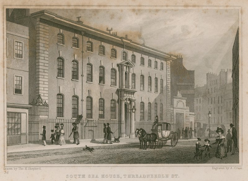 The South Sea House, Threadneedle Street, London af Thomas Hosmer Shepherd