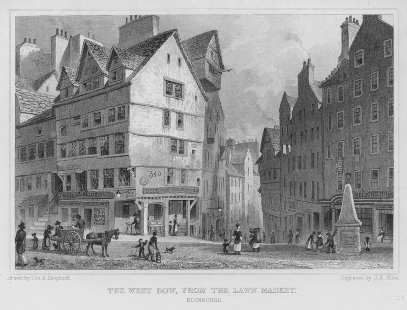 The West Bow, fra Lawn Market, Edinburgh (gravering) af Thomas Hosmer Shepherd